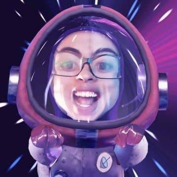 Avatar de Matheus Domingos com capacete espacial, sobre fundo estrelado